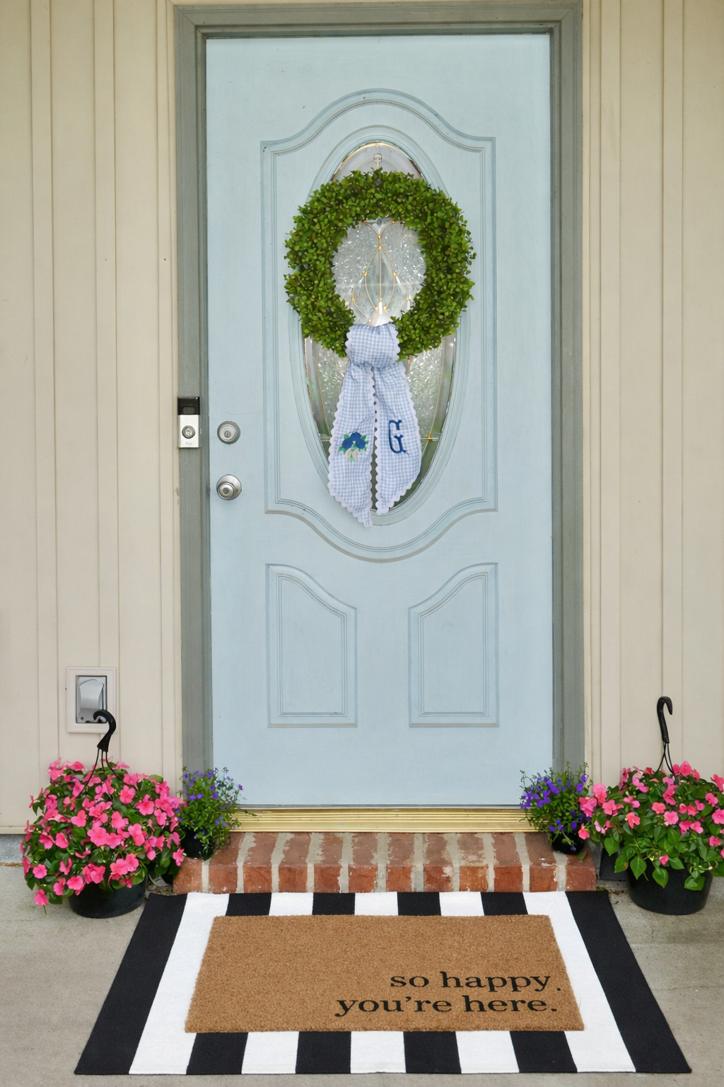 Gingham Hydrangea Wreath Sash