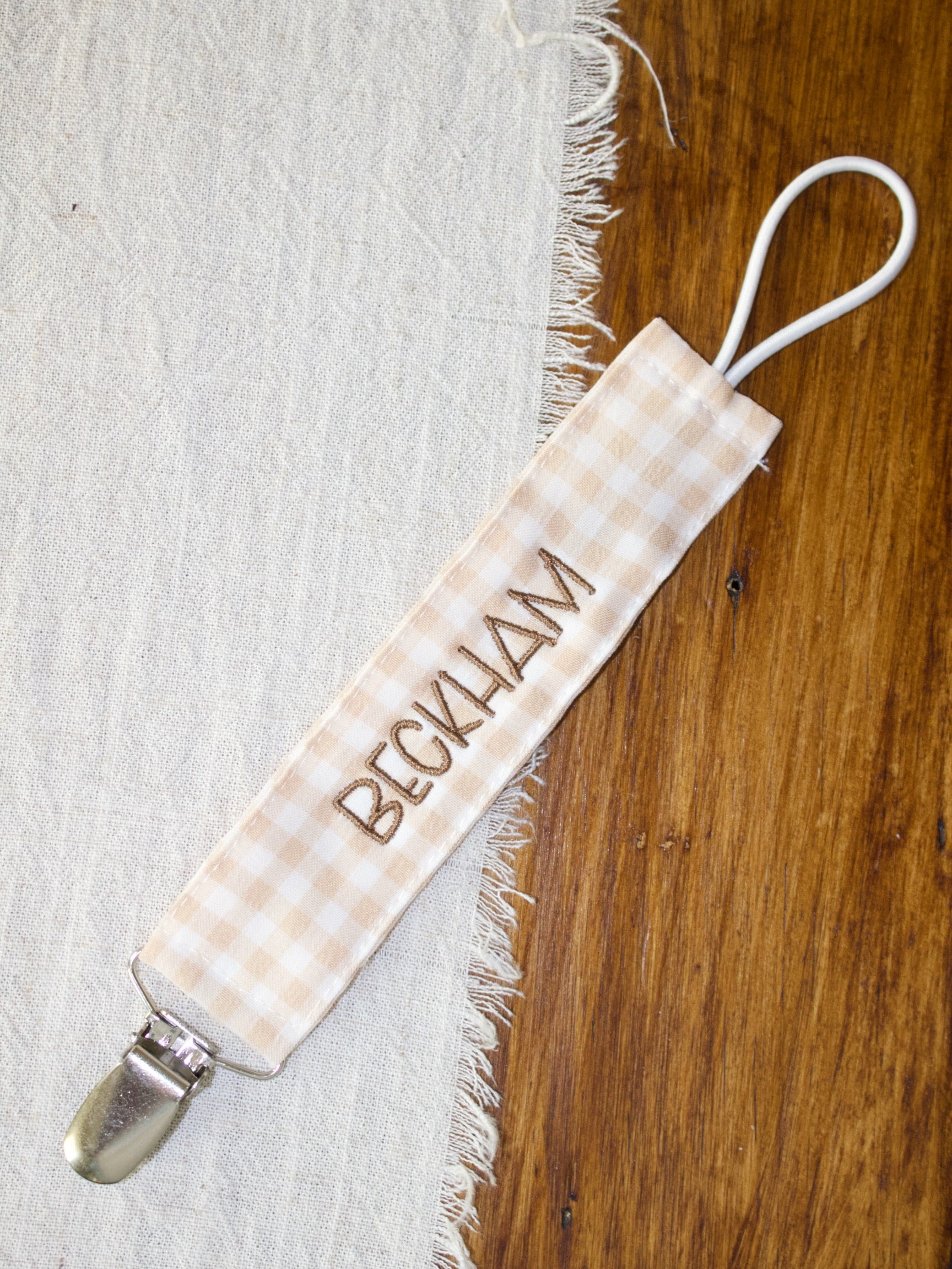 Gingham Paci Clip