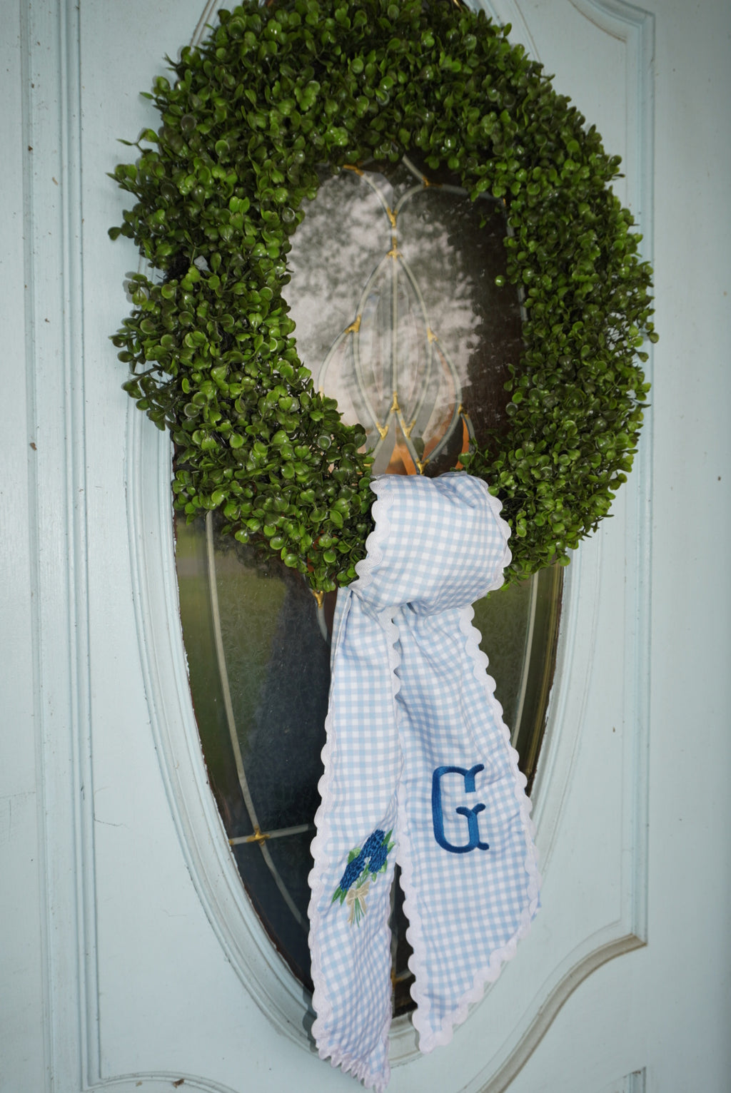 Gingham Hydrangea Wreath Sash