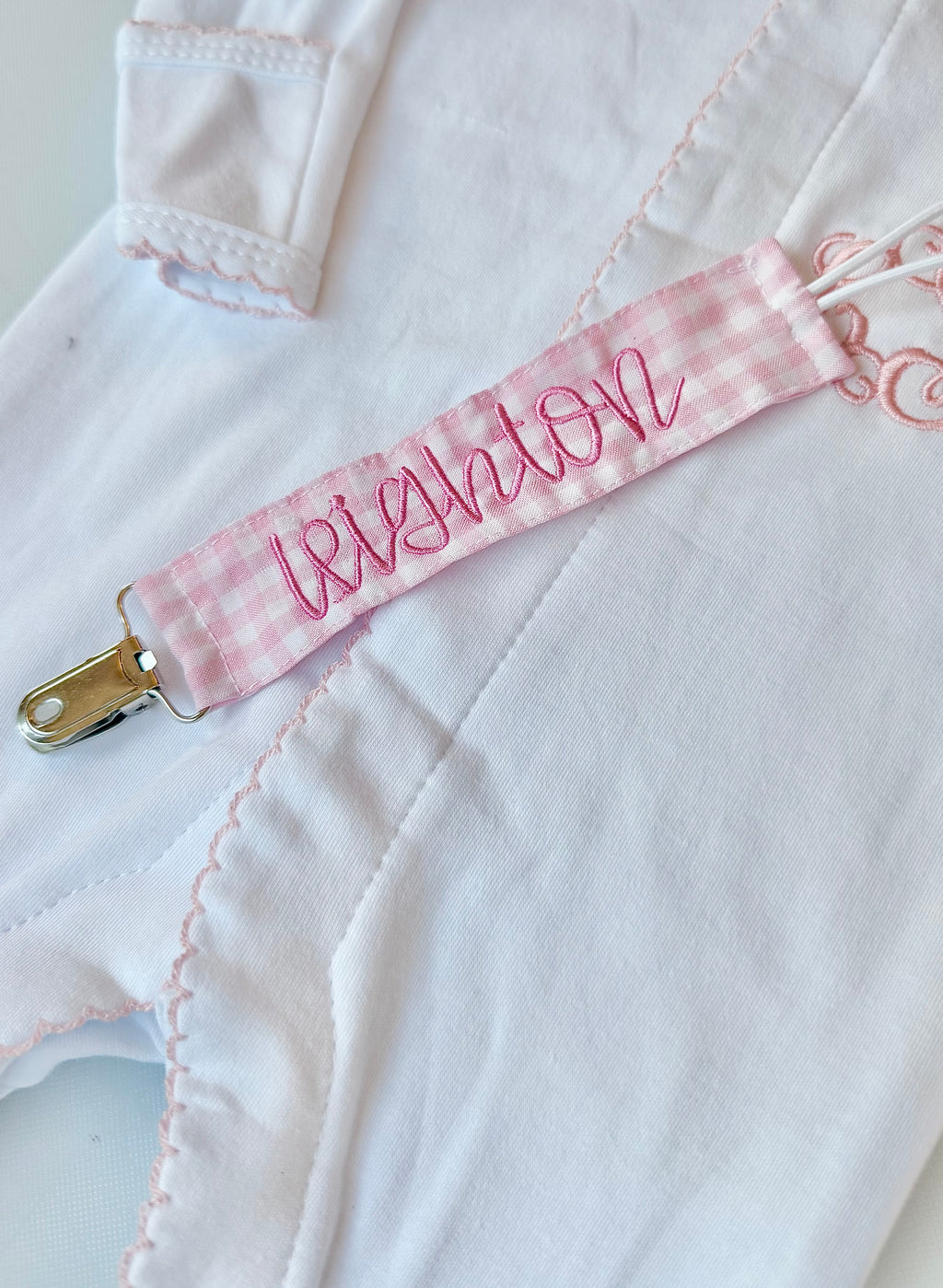 Gingham Paci Clip